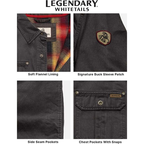 Mens Tarmac Whitetails Flannel Lined Shirt Jacket Waxed Cotton Water Resis - Picture 4 of 7